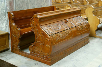 Christian Eytner, ławka pochodząca zapewne z dawnego wyposażenia kaplicy św. Józefa, 1755 r.